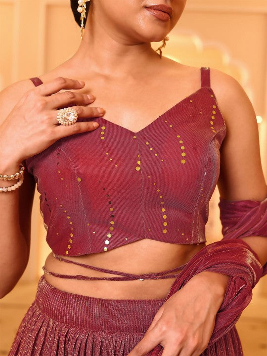 Embellished Sequinned Ready to Wear Lehenga & Unstitched Blouse With Dupatta