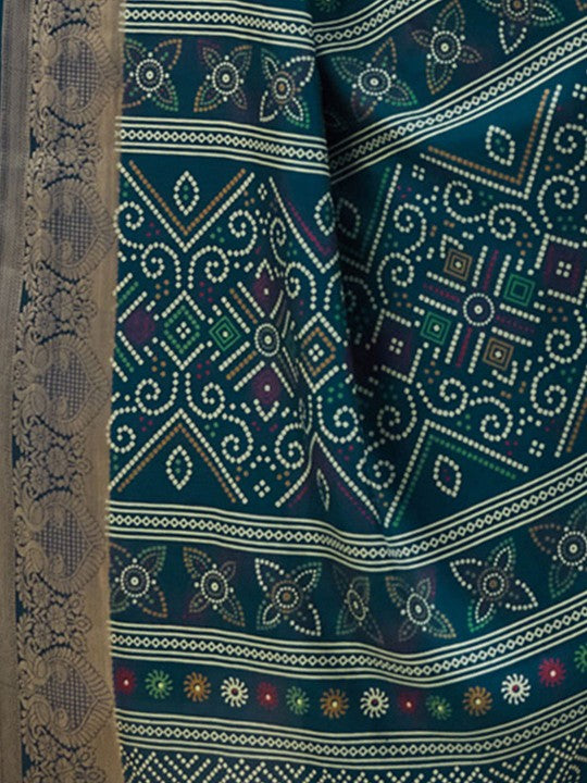 Bandhani Zari Silk Blend Bandhani Saree