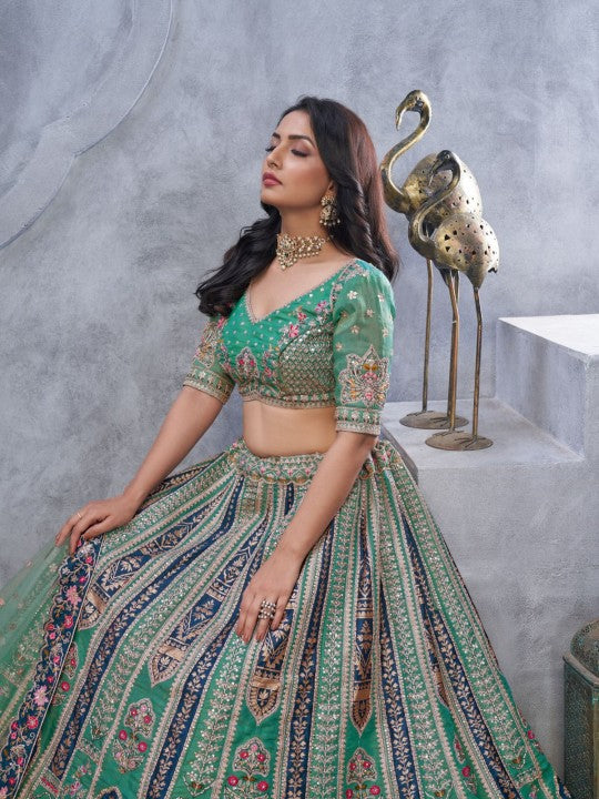 Embellished Sequinned Semi-Stitched Lehenga & Unstitched Blouse With Dupatta