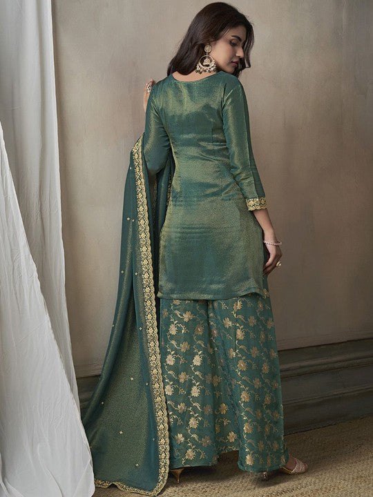 Women Floral Embroidered Regular Kurti with Sharara & Dupatta