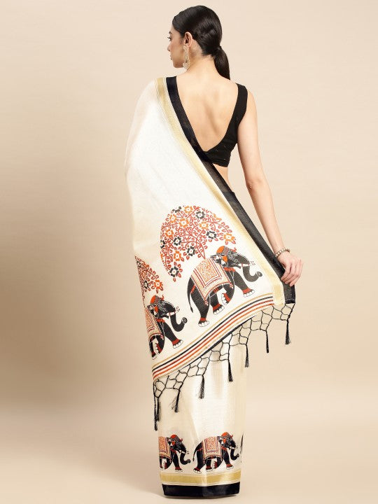 Ethnic Motifs Silk Blend Saree