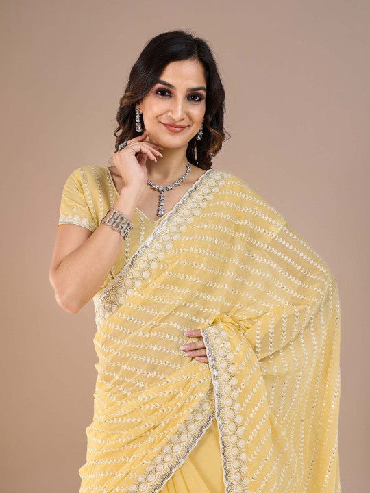 Floral Sequinned Saree