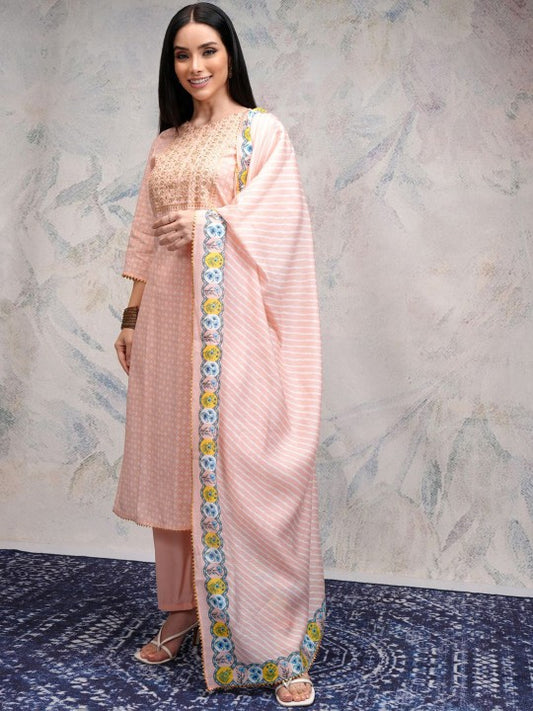 Women Embroidered Regular Sequinned Kurta with Trousers & With Dupatta