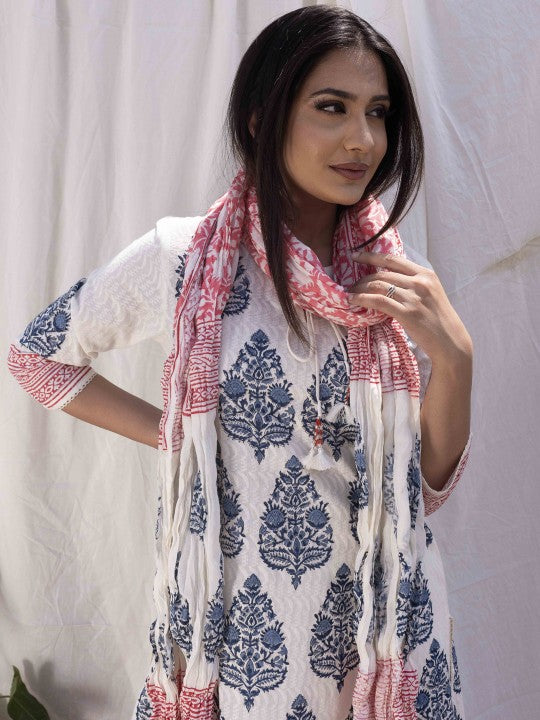 Women Ethnic Motifs Printed Regular Pure Cotton Kurta with Pyjamas & With Dupatta