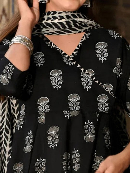 Women Floral Printed Regular Kurta with Trousers & With Dupatta