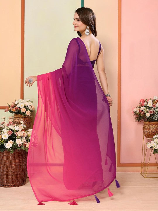 Ombre Poly Georgette Ready to Wear Saree