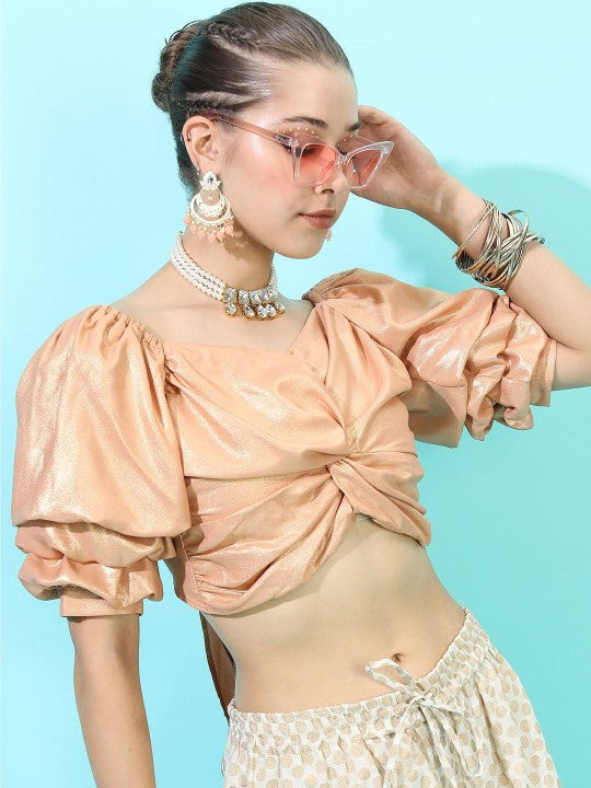 Sweetheart Neck Twisted Styled Back Crop Top