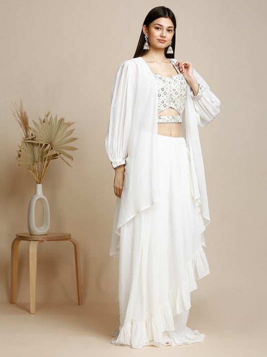 Embroidered Sequinned Ready to Wear Lehenga & Choli & Shrug
