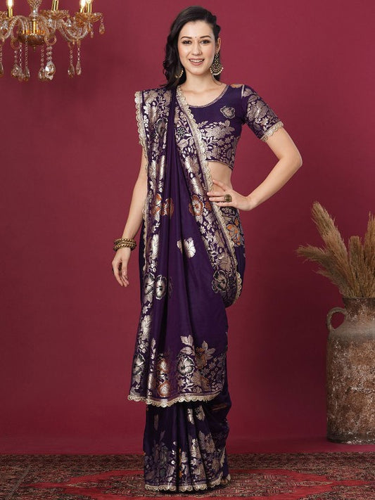 Woven Design Floral Zari Banarasi Saree