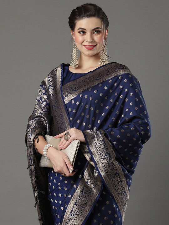 Woven Design Zari Silk Blend Banarasi Saree