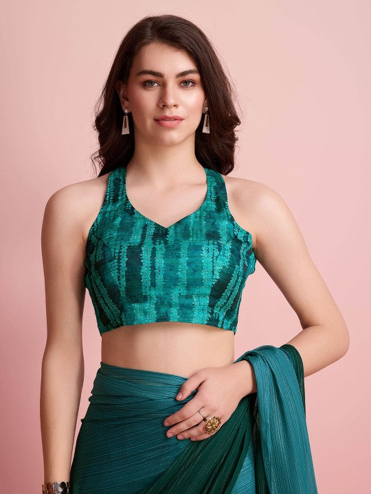 Ombre Zari Poly Chiffon Ready to Wear Saree