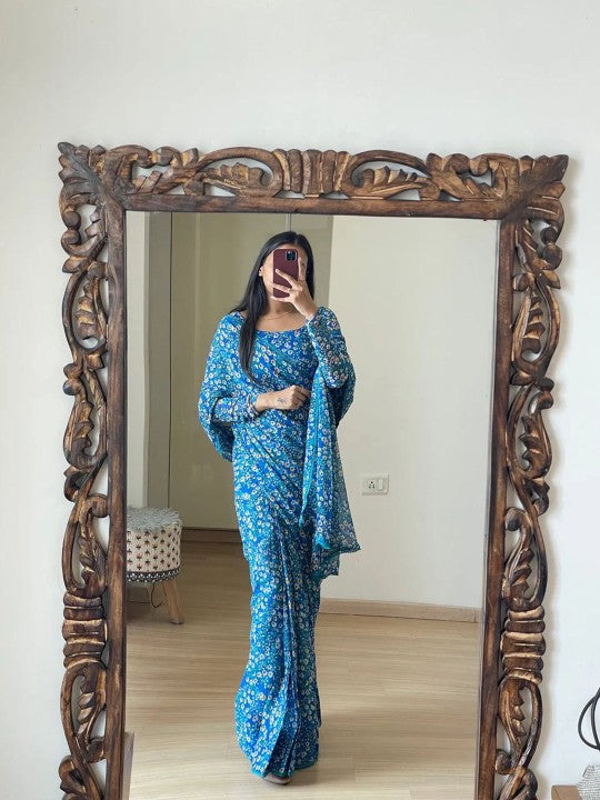 Floral Printed Ready to Wear Saree