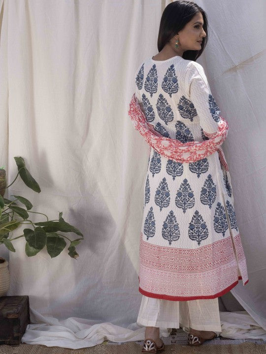 Women Ethnic Motifs Printed Regular Pure Cotton Kurta with Pyjamas & With Dupatta