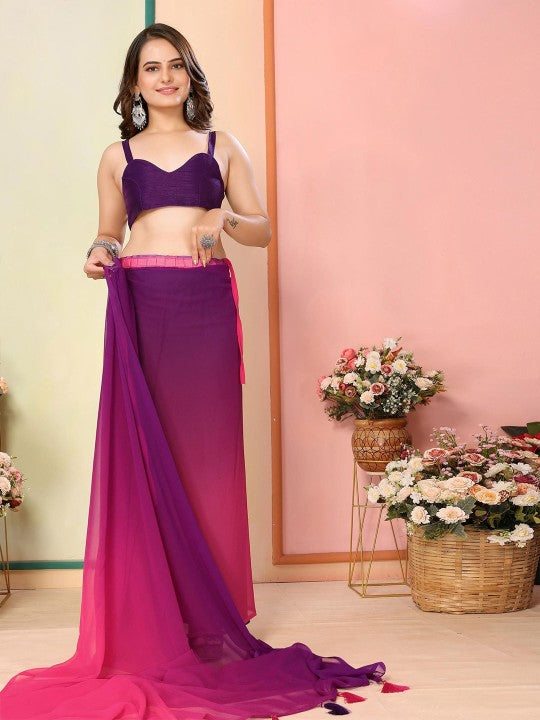 Ombre Poly Georgette Ready to Wear Saree